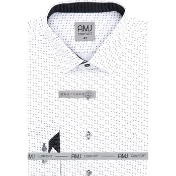 Pánská košile Pánská košile AMJ Comfort fit bílá s tmavým vzorem VDBR1324 velikost: 50, délka rukávu: dlouhý rukáv