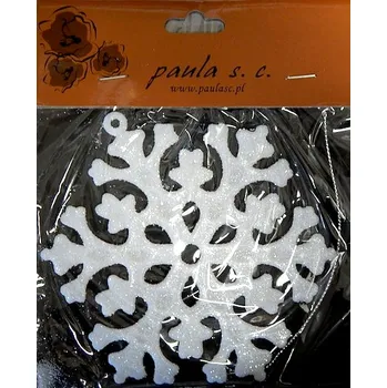 Vánoce Dekorace, plastová, vločka třpyt., 12,4cm, 1ks