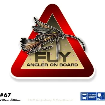 Samolepící dekorace 4anglersdesign Rybářská samolepka na auto Muškař na palubě
