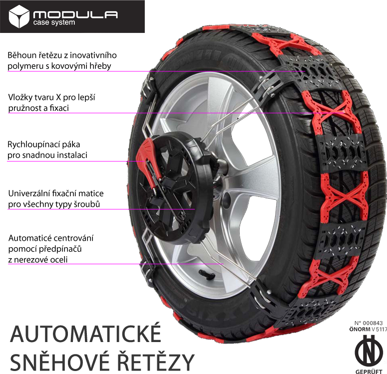 Automatické sněhové řetězy, plastové, vel.50, Modula