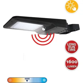 Venkovní osvětlení VELAMP Lampa pouliční solární LED se senzorem 1600lm IP65