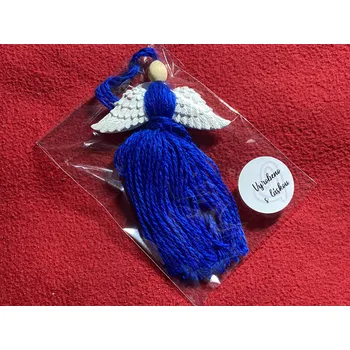 Vánoční dekorace HandMade by VeJa Anděl/andělka se sádrovými křídly - tm. modrá