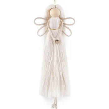 Vánoce Andělka hand made macrame 25 cm - krémová