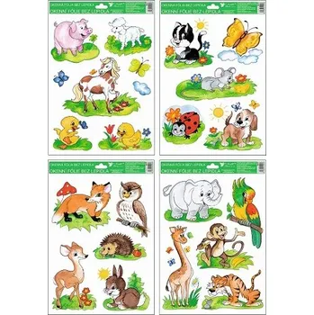 Anděl Přerov Okenní fólie ručně malovaná zvířátka 33,5x26cm