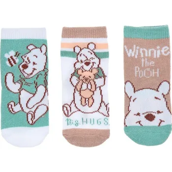 Sada 3 ks ponožek Disney baby - Winnie the Pooh - tyrkysová, hnědá Velikost: 50/68