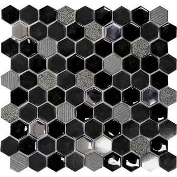 Stavební materiál EBS Hexagóno mozaika 30,2x30,5 negro MHEXNG