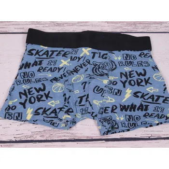 Chlapecké spodní prádlo boxerky YO modré s nápisy velikost oblečení - děti: 146/152