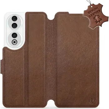 Pouzdro na mobilní telefon Kožené flip pouzdro Mobiwear - Honor 90 5G - Hnědé (Kožené knížkové pouzdro, obal, kryt na mobil Honor 90 5G, Hnědé, materiál Genuine Leather, ochrana 360°, stojánek, silikonová vanička, magnetické zavírání)