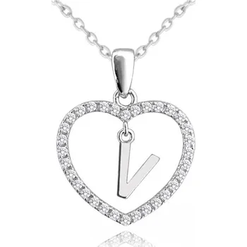 Náhrdelník Stříbrný náhrdelník se srdíčkem a písmenem V JMAS900VSN45