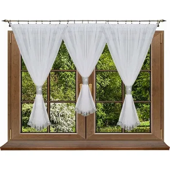 Turín Hotová voálová záclona s páskem se zirkony (ZNH)