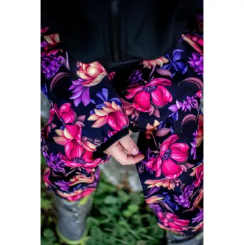 Yháček Softshellová bunda Yháček, zimní, Květy na tmavém podkladu Velikost: 98