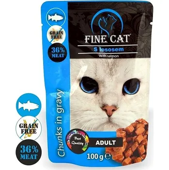 Krmivo pro kočku Fine Cat kapsička grain - free adult losos v omáčce 22 × 100 g