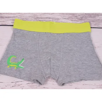 Chlapecké spodní prádlo boxerky YO šedé s limetkovou s krokodýlem velikost oblečení - děti: 122/128