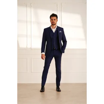 Oblekové kalhoty 12C050 50 Barva: Modrá, Velikost: 52, Střih: SLIM FIT