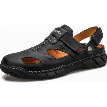 Dámská obuv Pánské kožené sandály s uzavřenou špičkou a patou Velikost: 45, Barva (Varianta): Černá 713