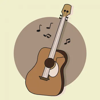 Malování podle čísel - Hnědá kytara Velikost: 50x50cm, Rámování: Pouze srolované plátno