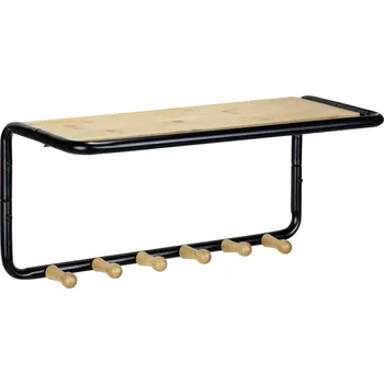 Koupelnový nábytek Nástěnná police s bambusovými háčky, 58 x 26 x 26 cm, Loft, WENKO