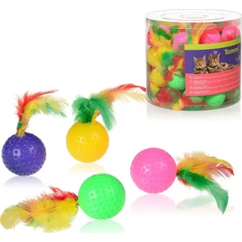 Hračka pro kočku Míček s peříčkem, 4,5cm