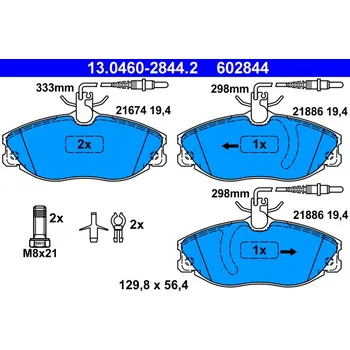 Brzdová destička Sada brzdových destiček, kotoučová brzda ATE 13.0460-2844.2
