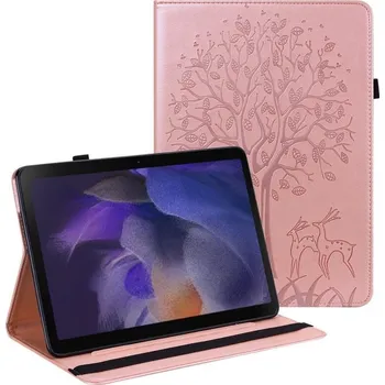 Pouzdro na tablet Tree PU kožené peněženkové pouzdro na tablet Samsung Galaxy Tab A8 10.5 (2021) - růžovozlaté