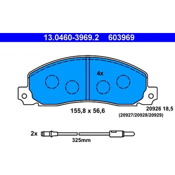 Brzdová destička Sada brzdových destiček, kotoučová brzda ATE 13.0460-3969.2