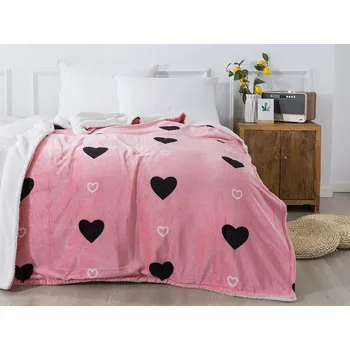 deka XPOSE® Mikroplyšová deka LOVE s beránkem 140x200 cm, Mikroplyš s beránkem + Prodloužená možnost vrácení zboží do 50 dnů