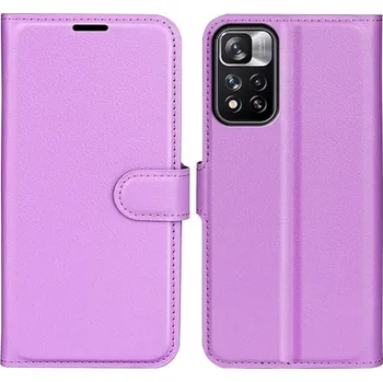 Pouzdro na mobilní telefon Litchi PU kožené peněženkové pouzdro na mobil Xiaomi Redmi Note 11 Pro+ 5G - fialové