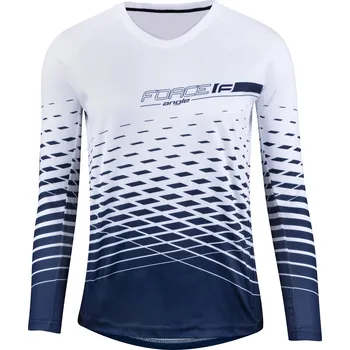cyklistický dres Dres FORCE MTB ANGLE, dámský, dlouhý rukáv, bílo-modrý