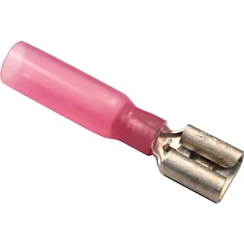Auto elektroinstalace Izolovaný konektor faston 6,3 mm samice se smršťovací bužírkou - červená 10kusů