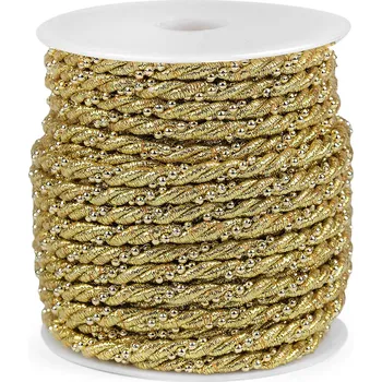 Šňůrka kroucená / točená lurexová 310275/2, zlatá, průměr 5mm (šňůra na metry)