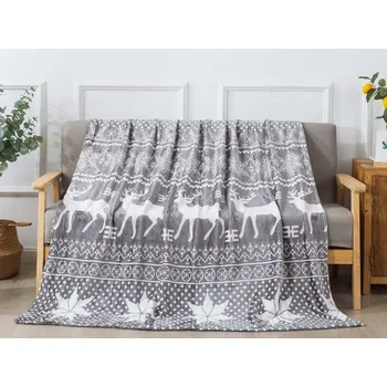 deka XPOSE® Mikroplyšová deka VÁNOCE - šedá 140x200 cm, Mikroplyš + Prodloužená možnost vrácení zboží do 50 dnů