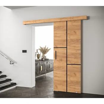 Interiérové dveře posuvné dveře Salwador VII Dveře: Craft zlatý, Pásky / úchyty: Černá, Horní pojezdová lišta: Craft zlatý