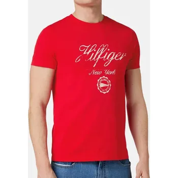 Pánské tričko Pánské červené triko Tommy Hilfiger - Velikost 2XL, Barva Červená 53996 MW0MW30040