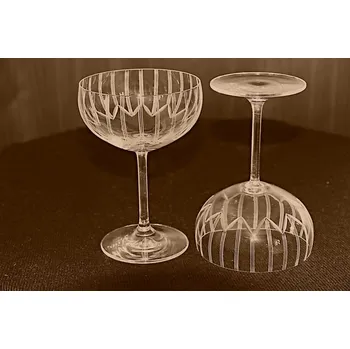 Sklenice Sklárna Annín s.r.o. , Sada broušených skleniček na šampaňské 200 ml z křišťálového skla, vzor retro, 6 ks