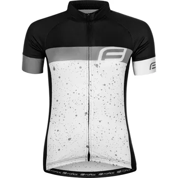cyklistický dres Dres FORCE SPRAY LADY krátký rukáv, bílo-černý
