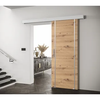 Interiérové dveře Posuvné dveře Salwador IX Dveře: Dub artisan, Pásky / úchyty: Černá, Horní pojezdová lišta: Bílá