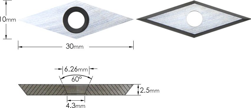 Výměnná břitová destička 10x30x2,5mm na dřevo (DOPRODEJ)