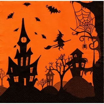 Papírový ubrousek UBR56, Ubrousek, 16x16 cm, HALLOWEENSKÉ MĚSTĚČKO, 1 kus