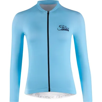 cyklistický dres Dres FORCE CHARM dámský, dlouhý rukáv, světle modrý