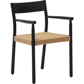 Jídelní židle Černá dubová jídelní židle Kave Home Yalia s výpletem