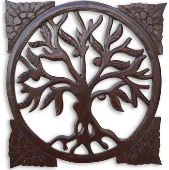 Obraz Dekorace na zeď Strom života čtverec - hnědý