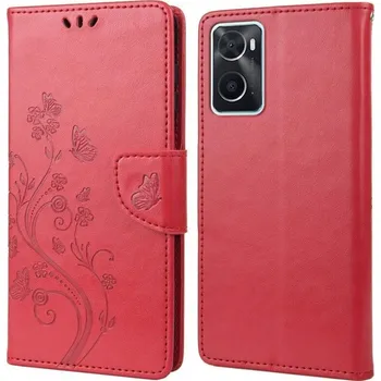 Pouzdro na mobilní telefon Flower PU kožené peněženkové pouzdro na mobil Realme 9i - červené