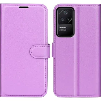 Pouzdro na mobilní telefon Litchi PU kožené peněženkové pouzdro na mobil Xiaomi Poco F4 5G - fialové