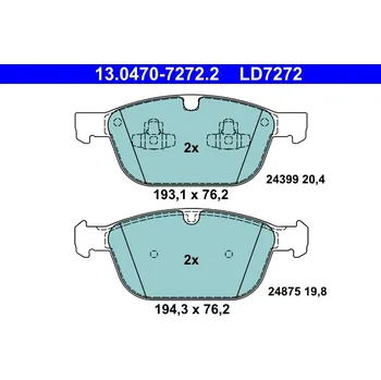 Brzdová destička Sada brzdových destiček, kotoučová brzda ATE 13.0470-7272.2