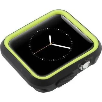 Příslušenství k chytrým hodinkám Flex gelový obal s barevným rámováním na Apple Watch 38mm - černý/zelený