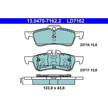 Brzdová destička Sada brzdových destiček, kotoučová brzda ATE 13.0470-7162.2