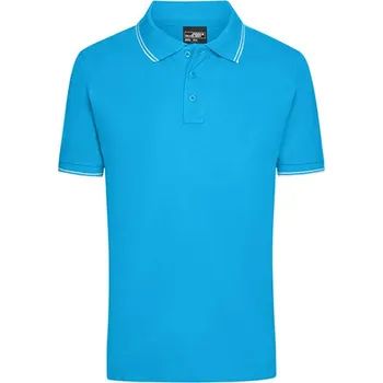 Pánské tričko James&amp;Nicholson Pánská polokošile JN986 Turquoise-White M