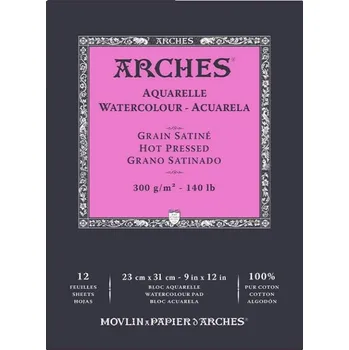 Umělecký papír Arches skicák na akvarel - za tepla lisovaný, jemná zrnitost, 26x36 cm