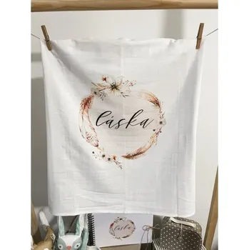 Přebalování Biobavlněná čtvercová plena s textem " Láska " - Boho UNI