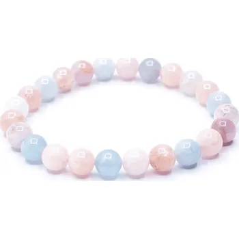 Náramek Milujeme Kameny Akvamarín + Morganit - náramek kulička NK4 Ø 4 mm 8641
